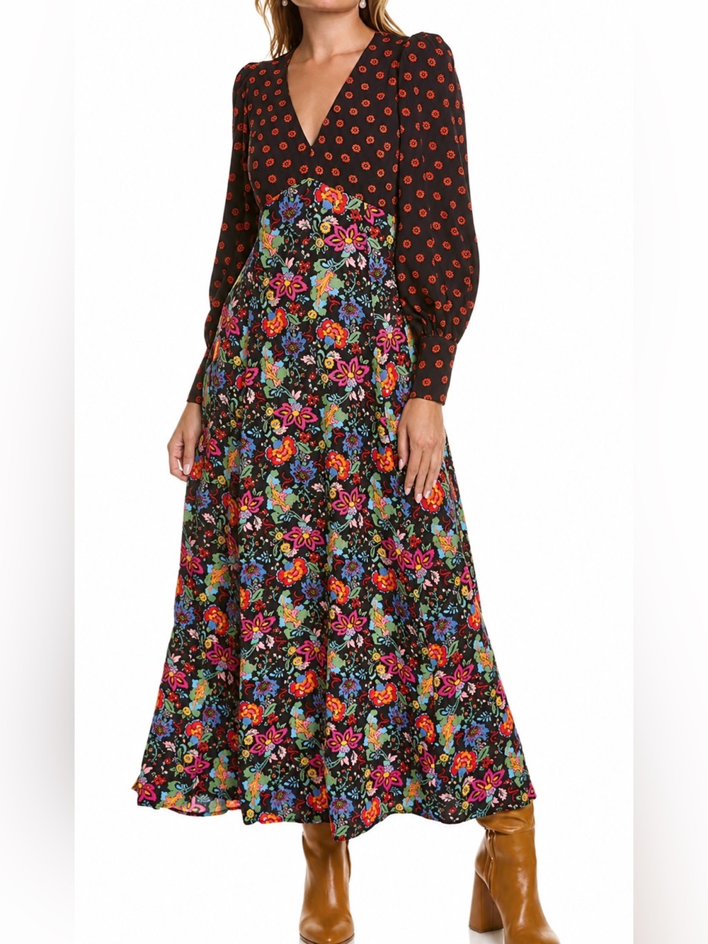 Boden blouson sleeve floral maxi dress, size 4